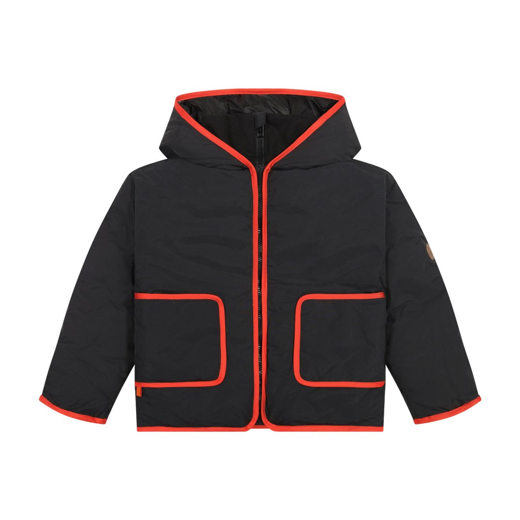 Denali Outerwear Black/Red Matte Coat with contrast taping
