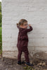 Farren and Me French Terry Overall and Mockneck Onesie Washed Burgundy Set