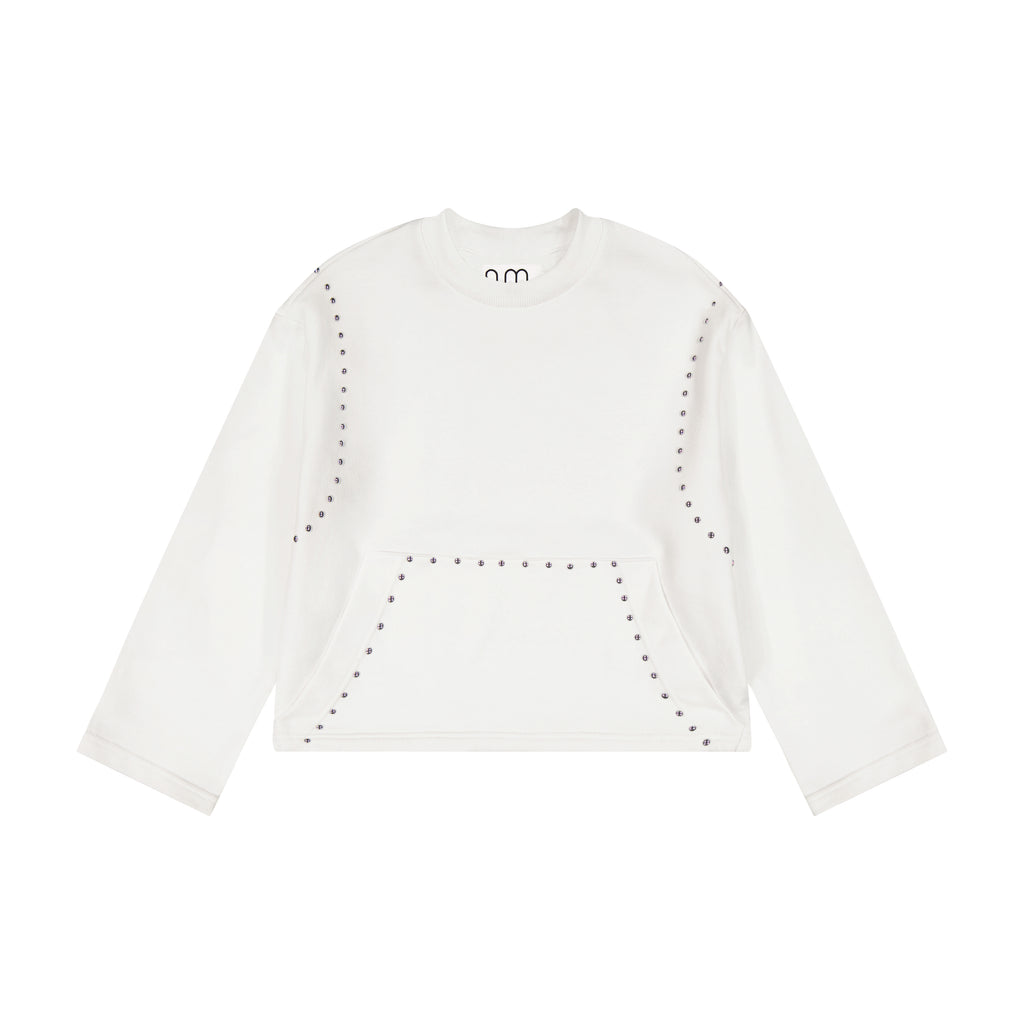 N.M Studded White Sweatshirt