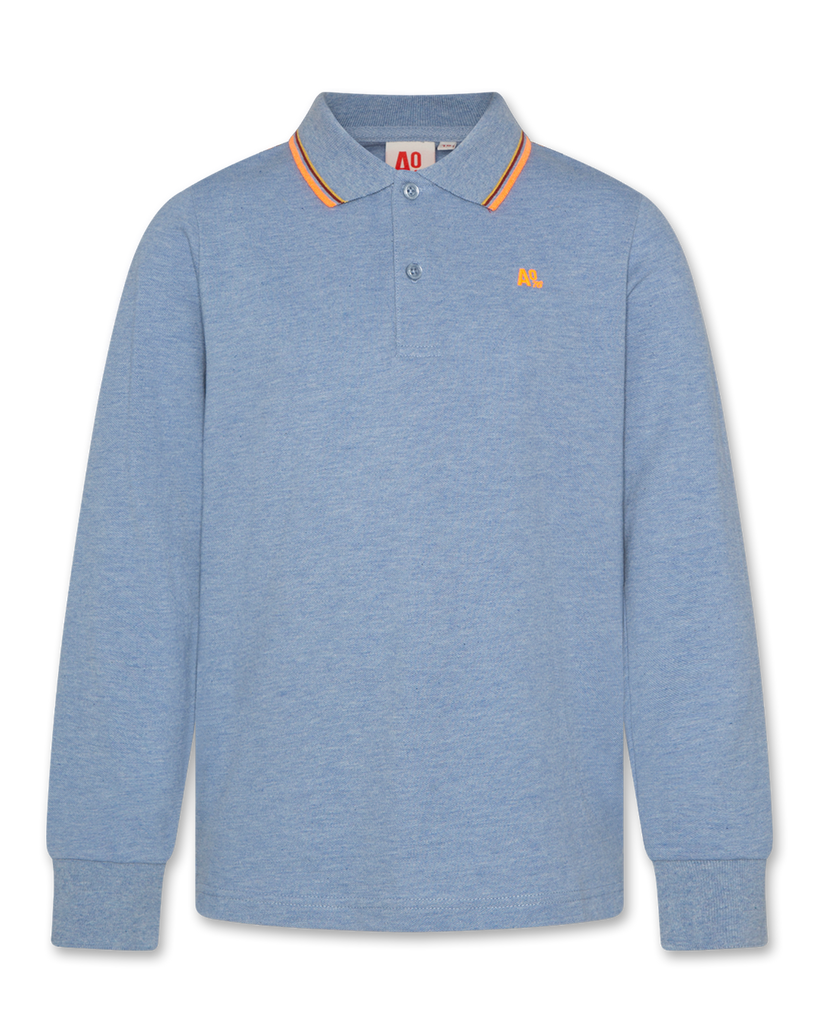 AO76 Carter Logo Heather Blue Polo