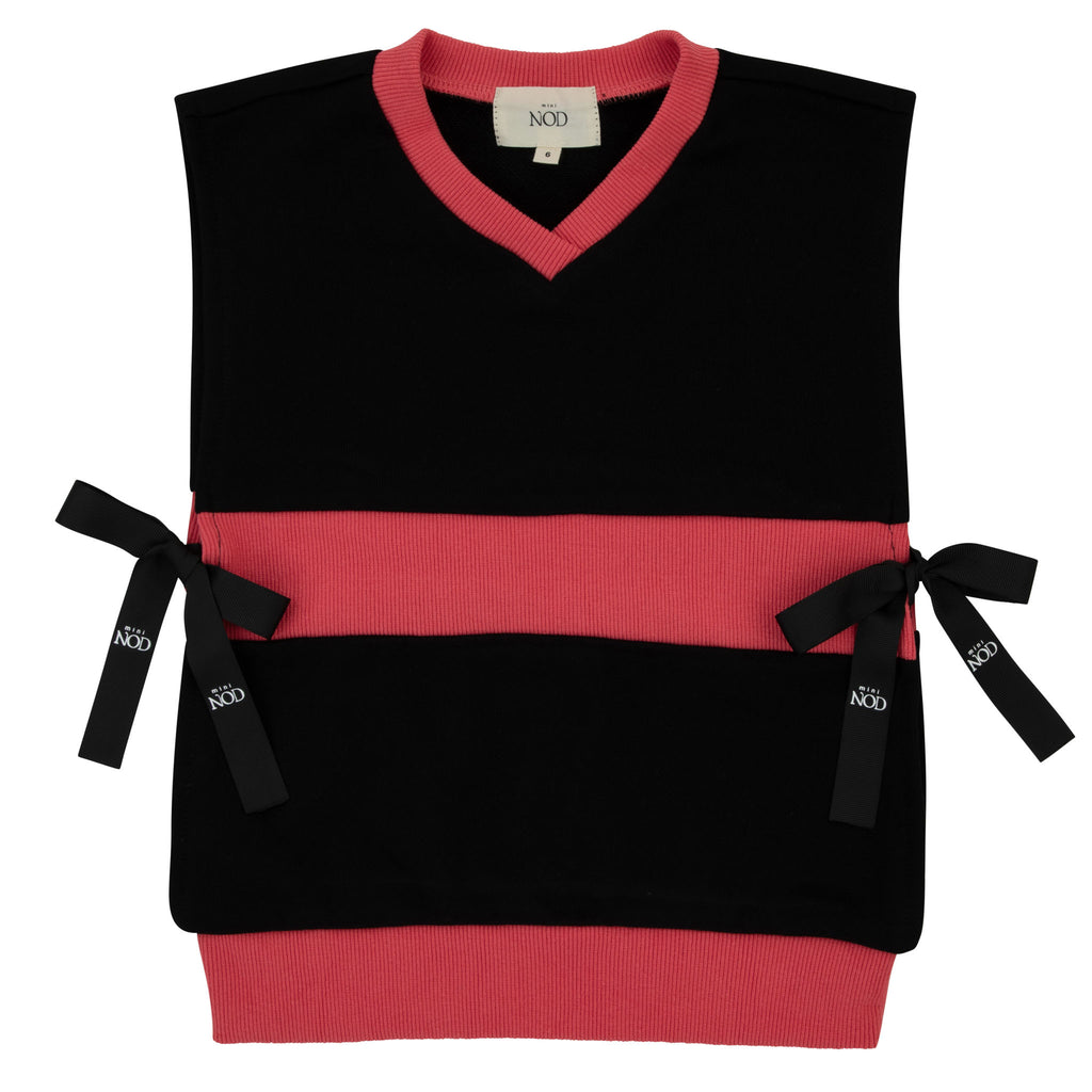 Mini Nod Black/Fuschia Double Ribbed Vest