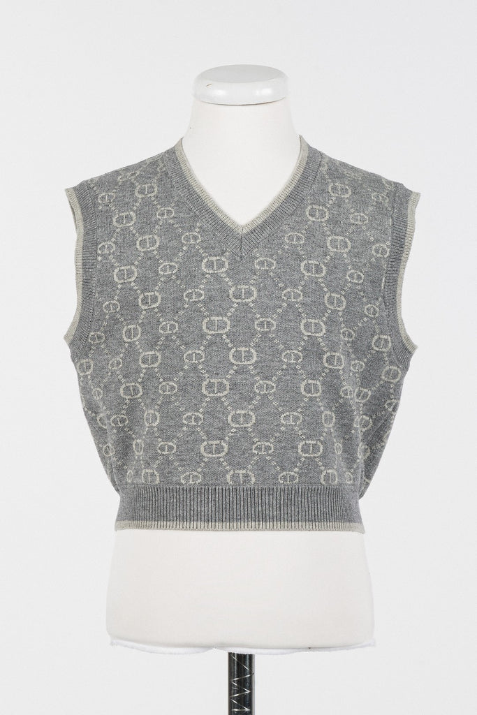 Twinset Short Knit Grey / Micro Logo Light Grey Vest
