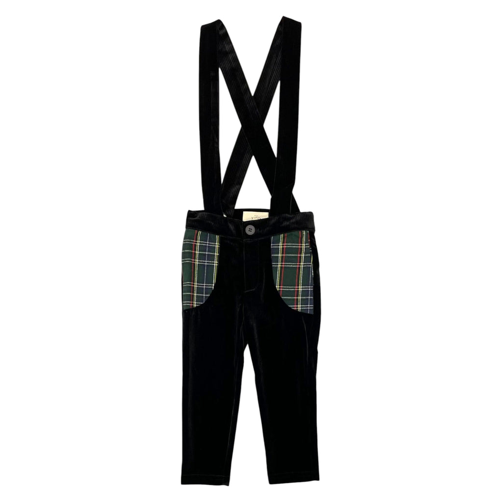 Mini Nod Velvet Plaid Overall Black/Green