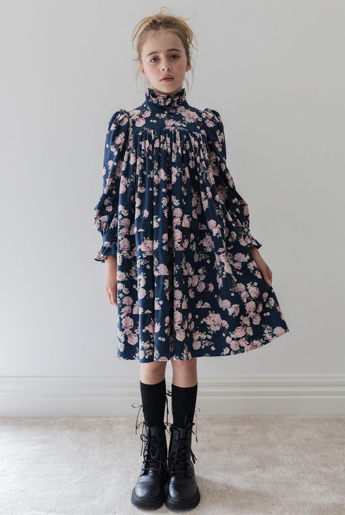 Steph the Label by Petit Amalie Lilac Floral Print Cord Dress