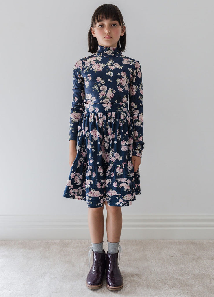 Steph the Label by Petit Amalie Lilac Floral Print Cord Skirt