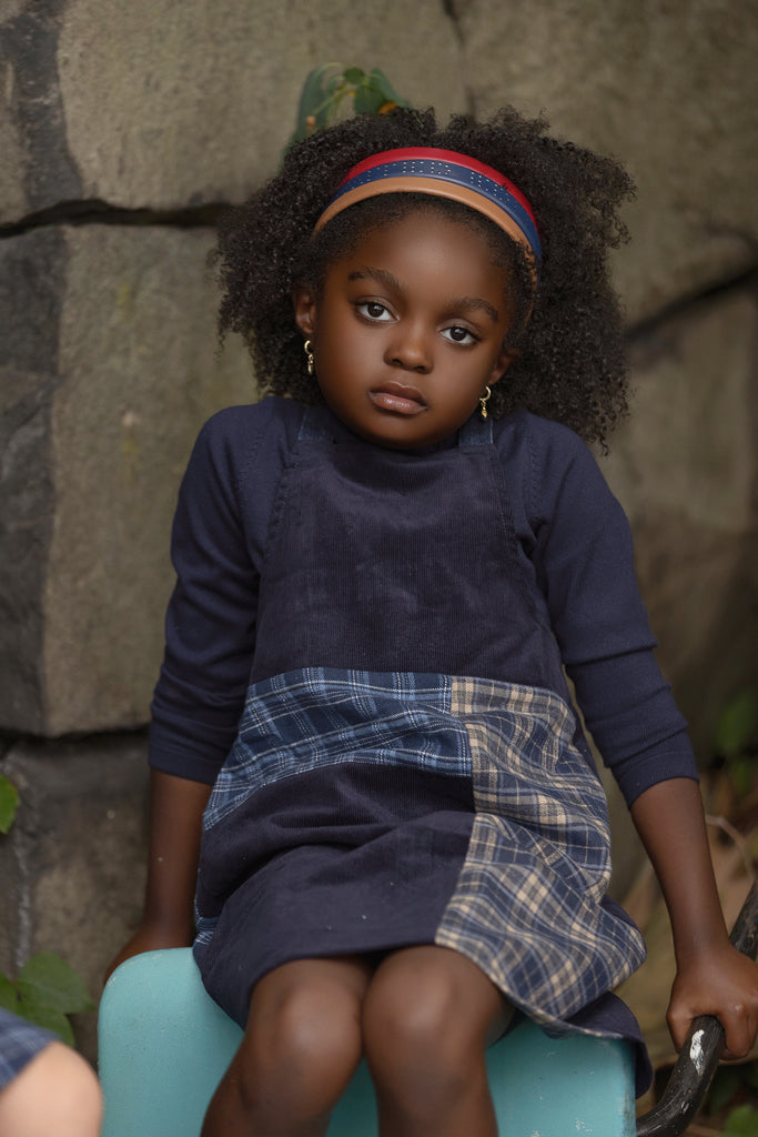Limited Edition Denim Plaid Navy Pinafore Jumper