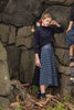 Limited Edition Denim Plaid Midi Navy Skirt