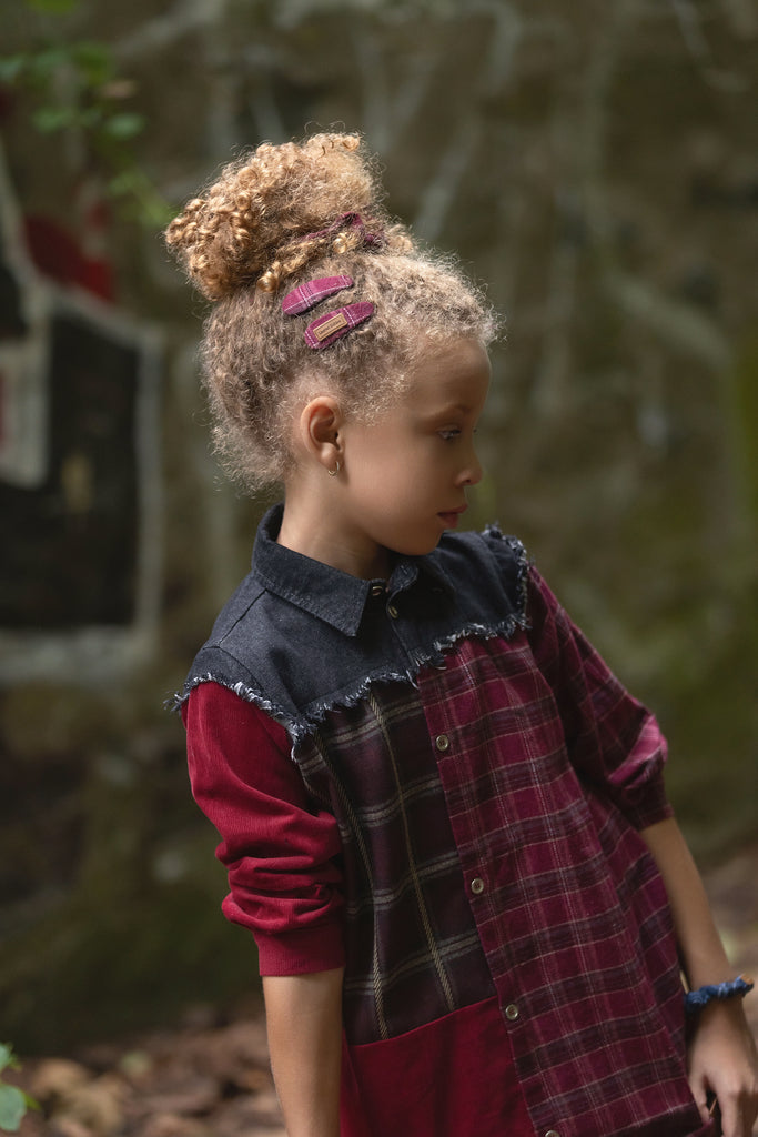 Limited Edition Denim Plaid Cherry Shirtdress