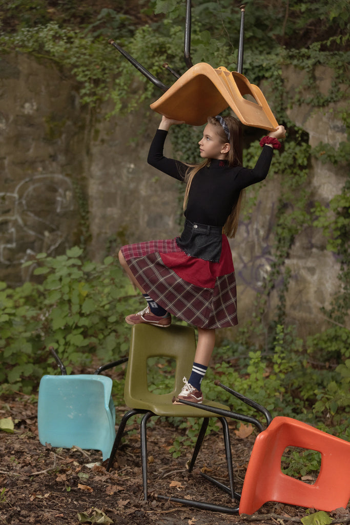 Limited Edition Denim Plaid Cherry Skirt