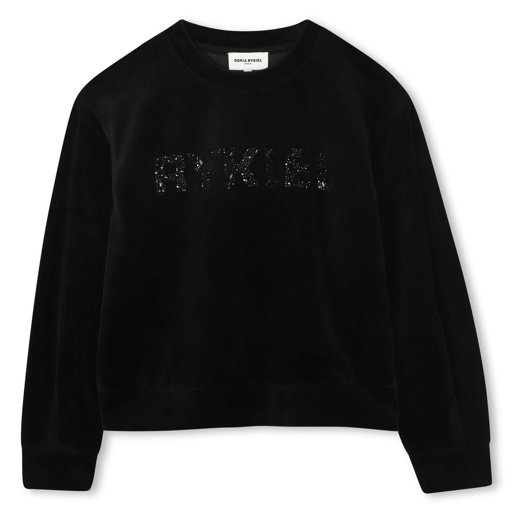Sonia Rykiel Enfant Logo Crewneck Black Sweatshirt