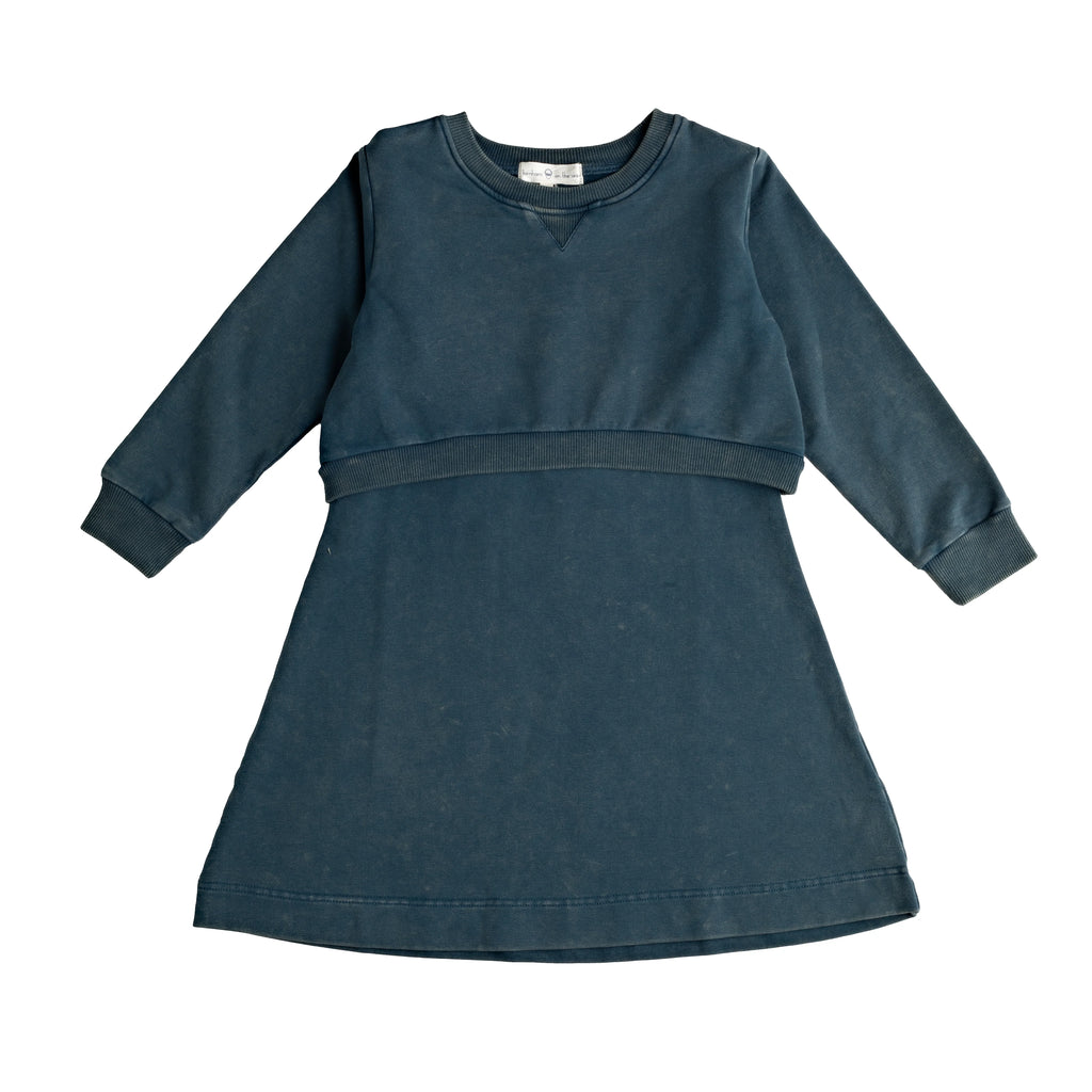 Birnham on the Sea Overlay Swing Teal Sweatshirt Dress