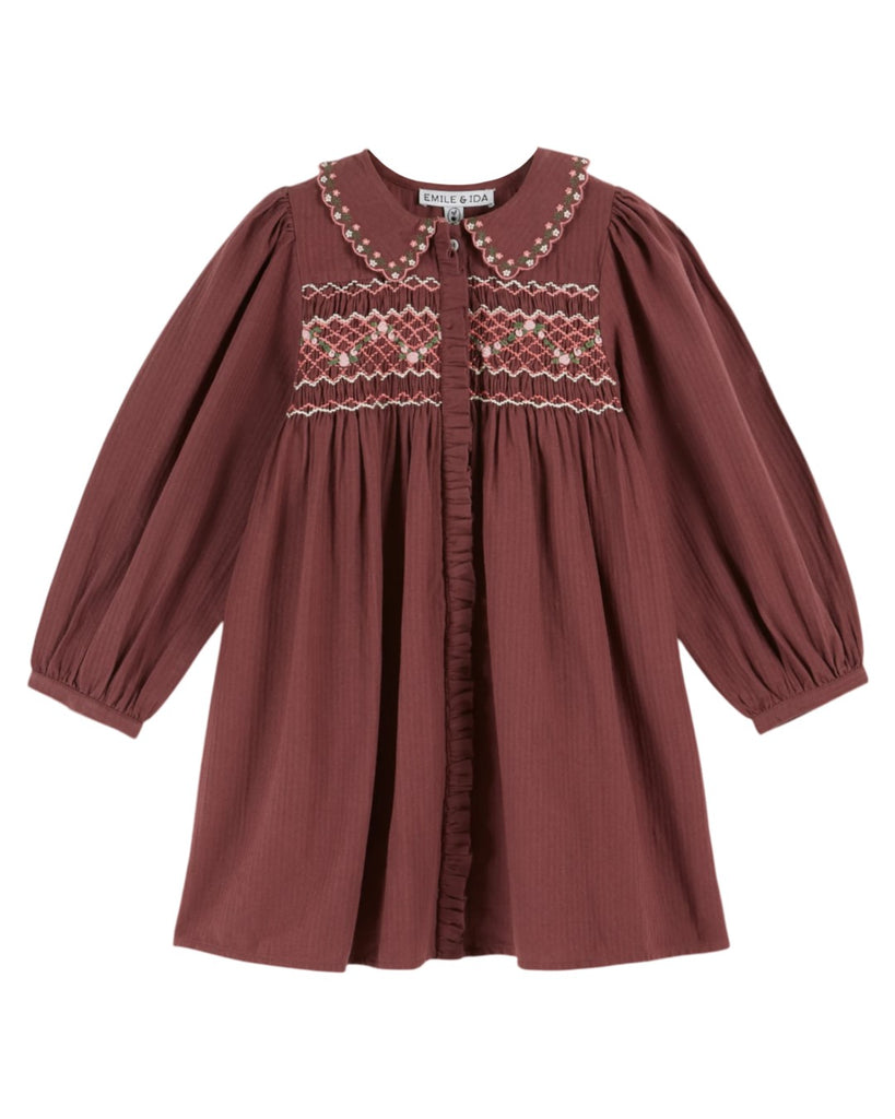 Emile et Ida Robe Smockee Violine Dress