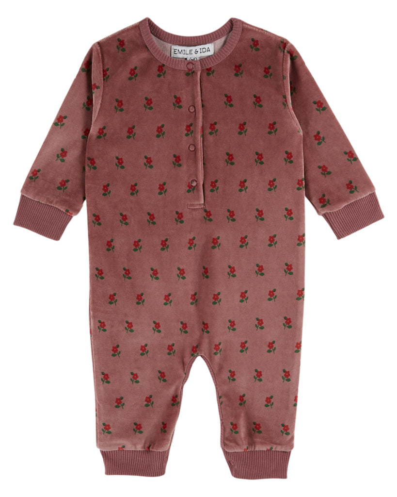Emile et Ida Velours Imprime Poppy Violine Jumpsuit