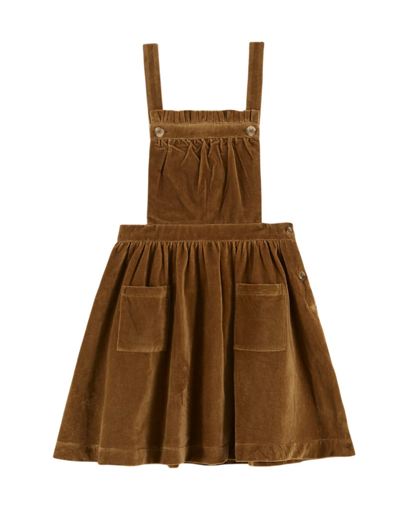 Emile et Ida Robe Velours Poches Tulipes Bronze Dress