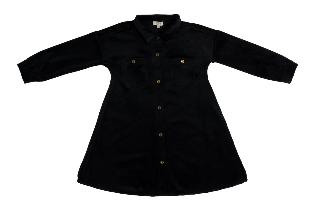 Crew kids Black Velour Shirt Dress