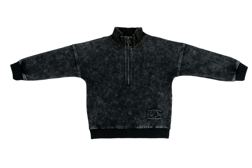 Crew kids Black Denim Zip Top