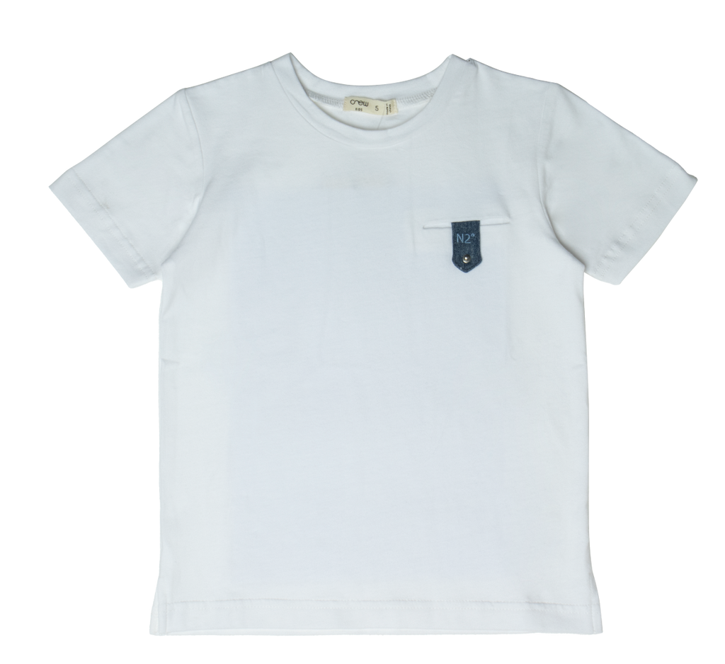 Crew Kids Denim Detail Tee White