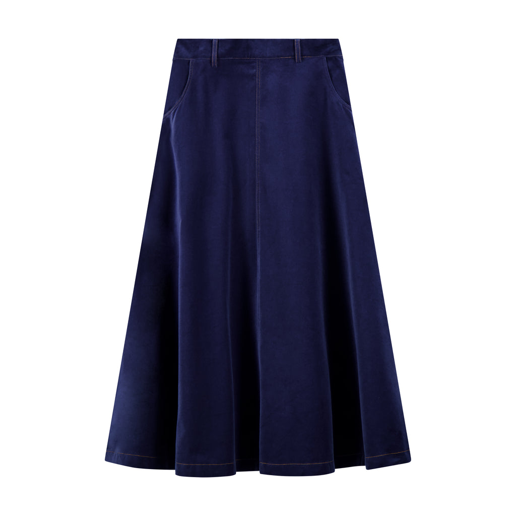 NdotM Navy Velour Velvet Blue Skirt