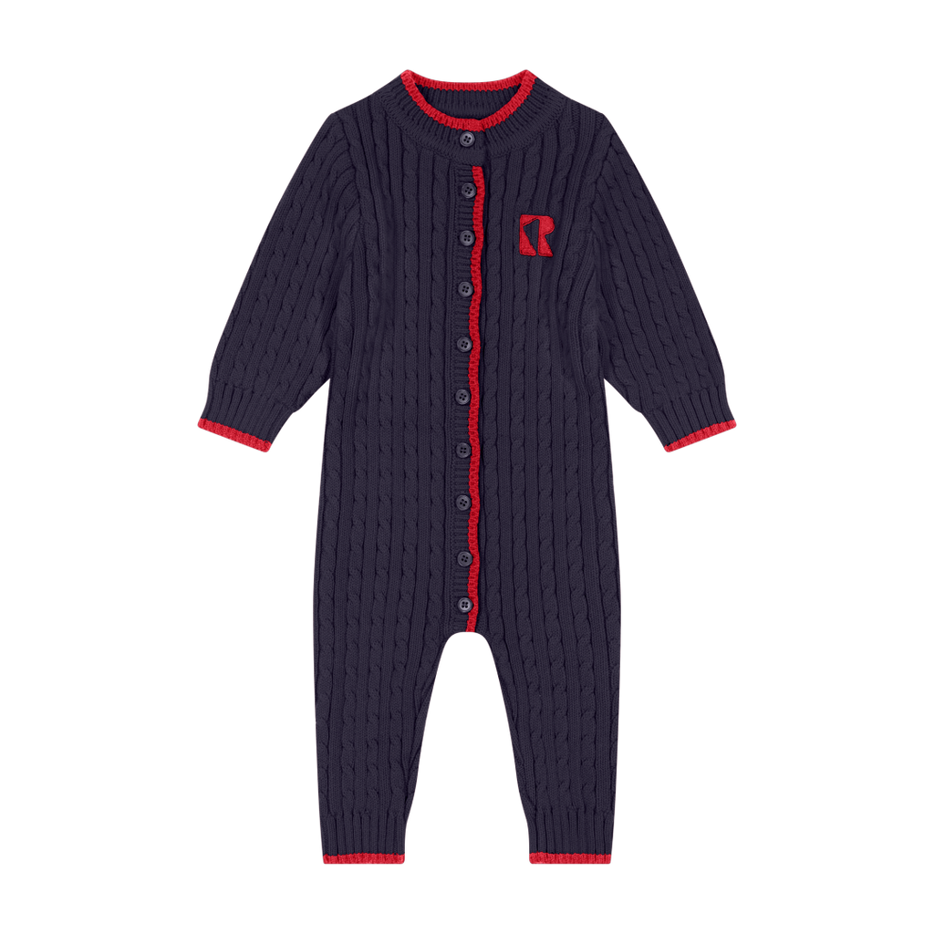 Retrokid Aspen Cable Knit Baby Navy Romper