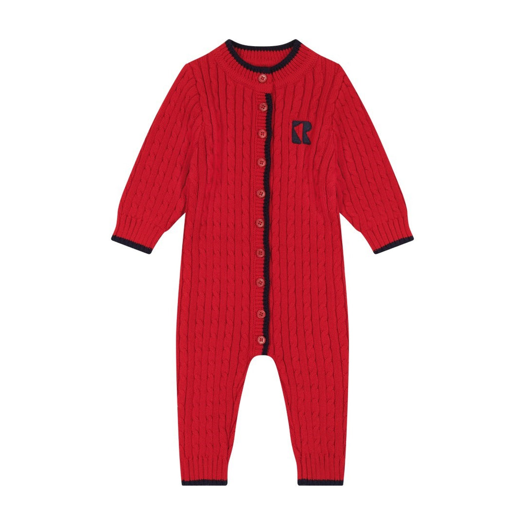 Retrokid Aspen Cable Knit Baby Red Romper