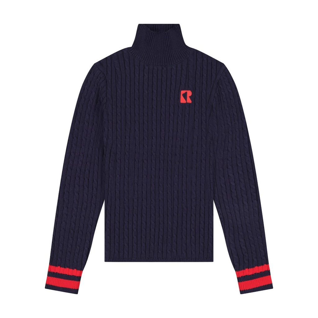 Retrokid Aspen Cable Knit Navy Turtleneck Sweater