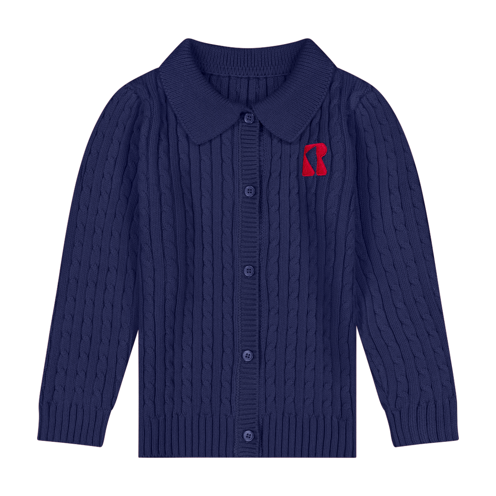 Retrokid Aspen Cable Knit Collar Navy Sweater