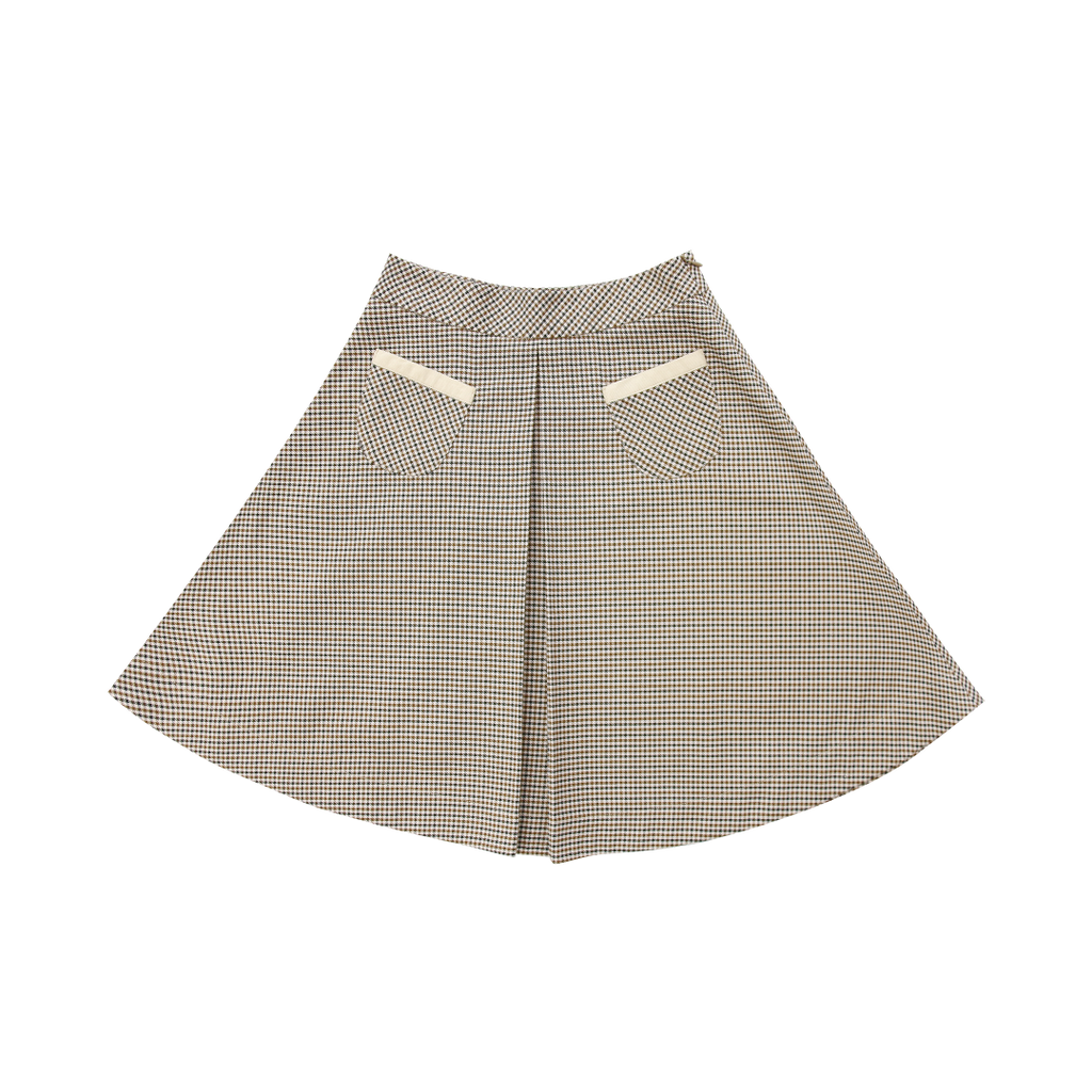 Coco Blanc Front Pleat Houndstooth Skirt
