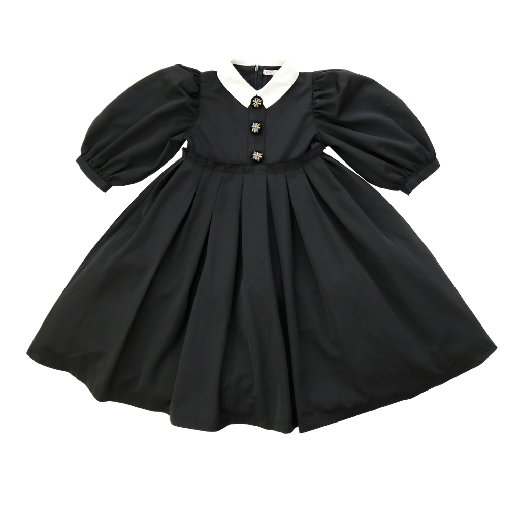 Coco Blanc Taffeta 3/4 Sleeve Black Dress