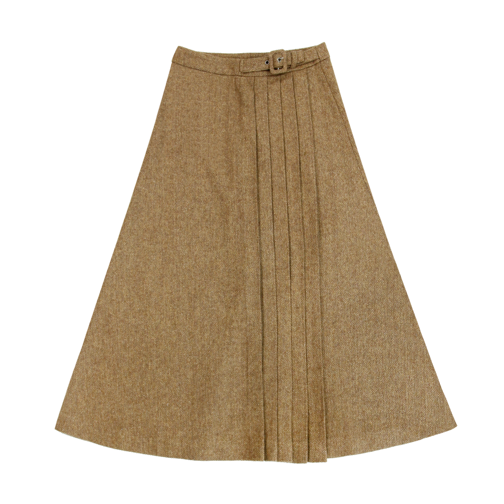 Coco Blanc Side Buckle Mocha Herringbone Skirt