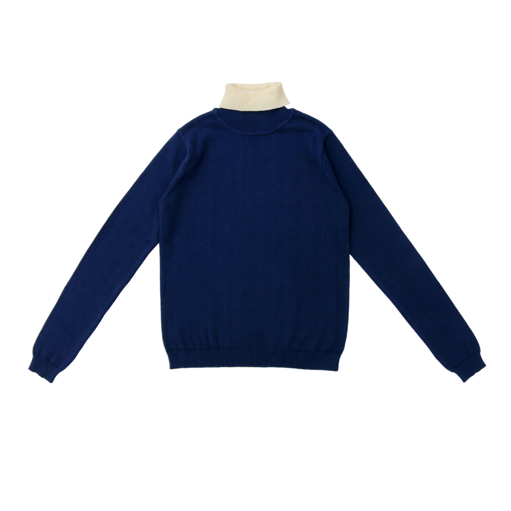 Coco Blanc Teen Navy Colorblock Turtleneck
