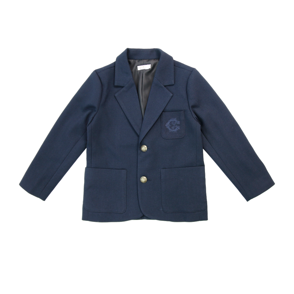Coco Blanc Boys Embroidered Navy Blazer
