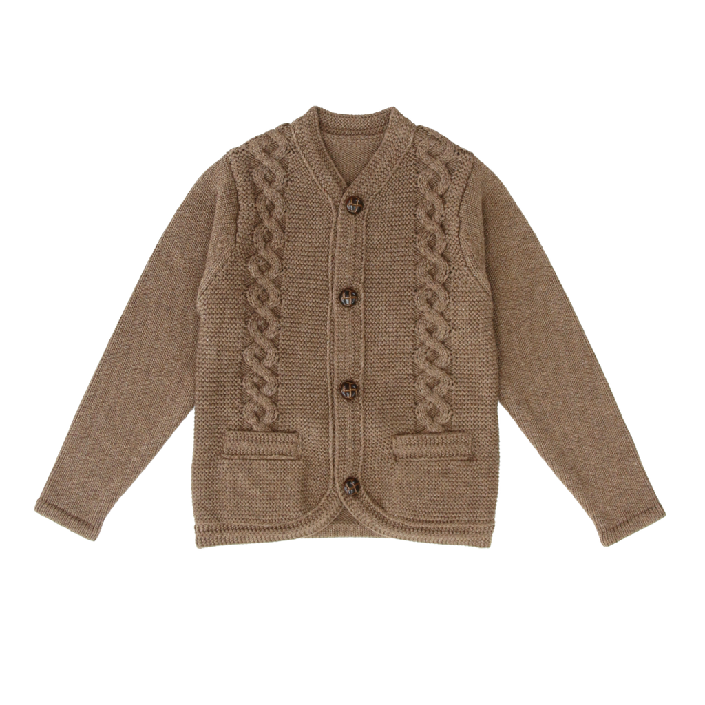 Coco Blanc Cabled Knit  Mocha Cardigan