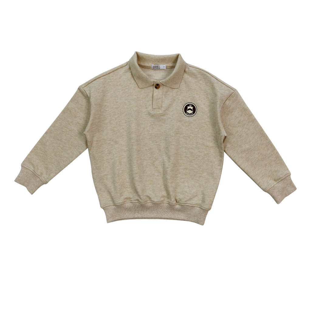 Coco Blanc Boys Marled Oat Sweatshirt Polo
