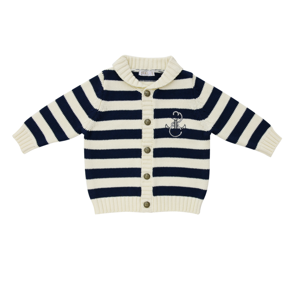 Coco Blanc Shawl Collar Navy/Cream Sweater *PREORDER*