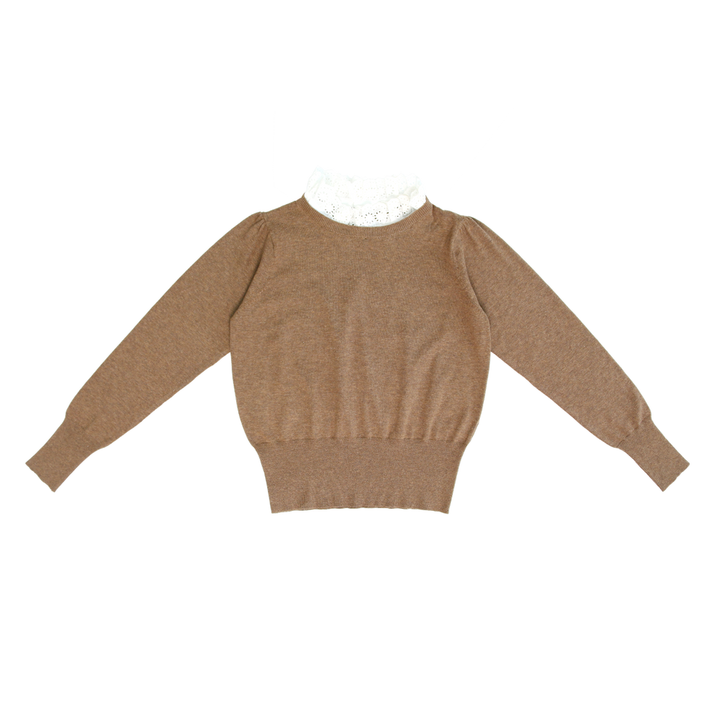 Coco Blanc Ruffle Collar Mocha Sweater