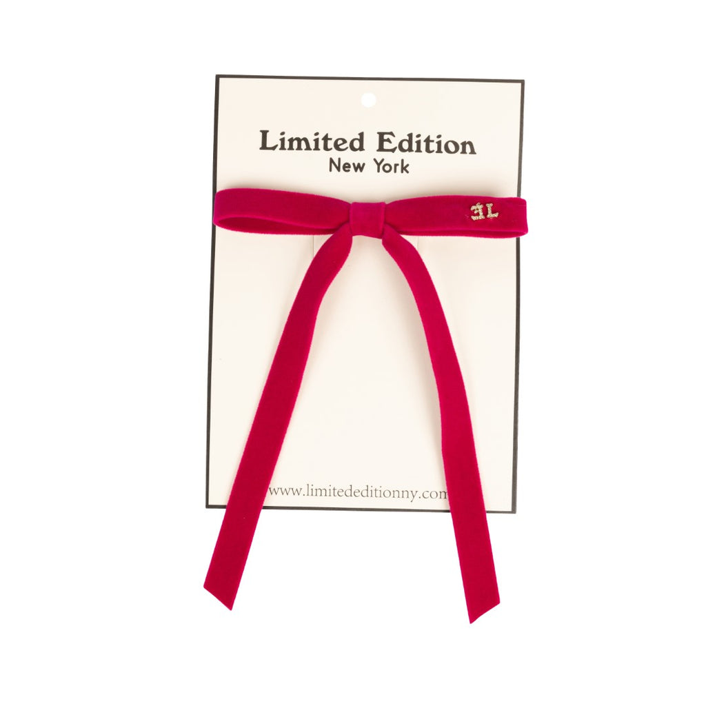 Limited Edition Classic Velvet Thin Hot Pink Bow *FINAL SALE*