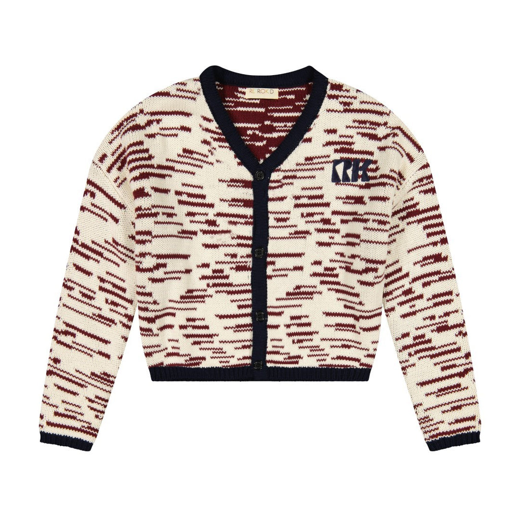 Retrokid Chunky Knit Classic Cream/ Burgundy Cardigan