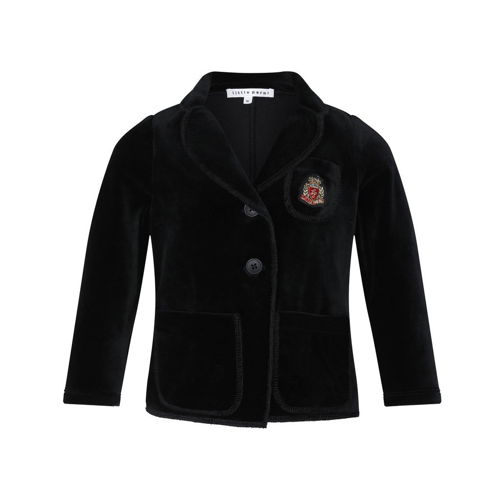 Little Parni Velour Black Blazer K543