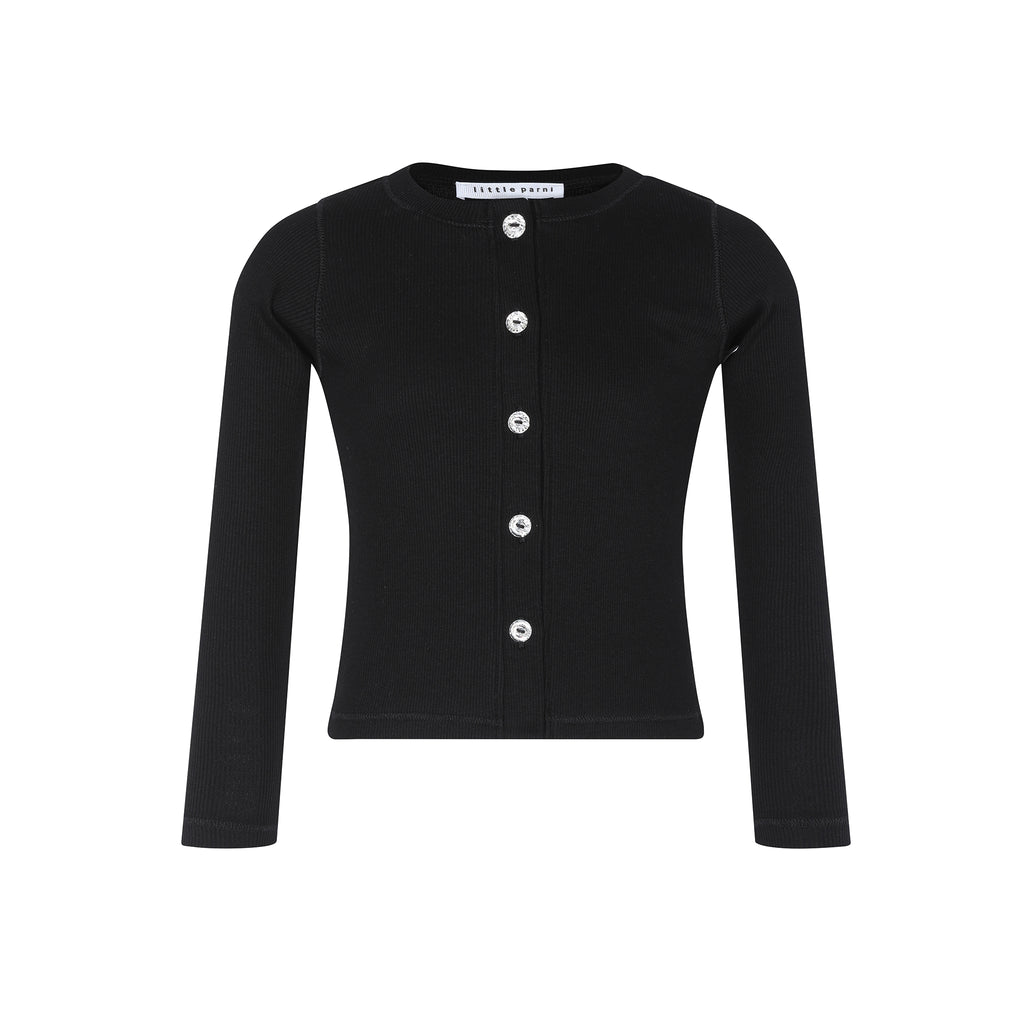 Little Parni Rhinestone Black Cardigan K545