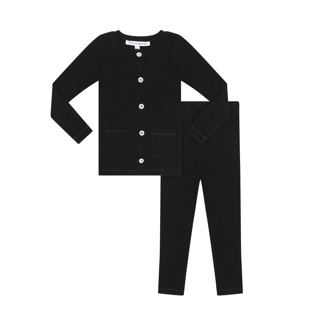 Little Parni Toddler Rhinestone  Black Set K546