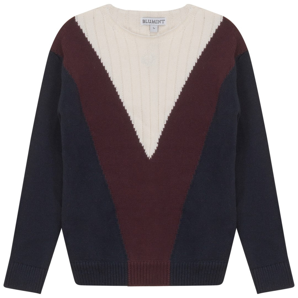 Blumint Cream/Burgundy/Navy Sweater