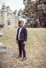 Coco Blanc Boys Embroidered Navy Blazer