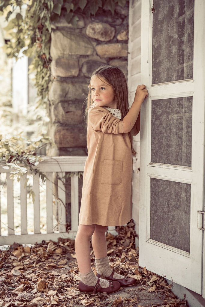 Coco Blanc Lace Collar Camel Dress