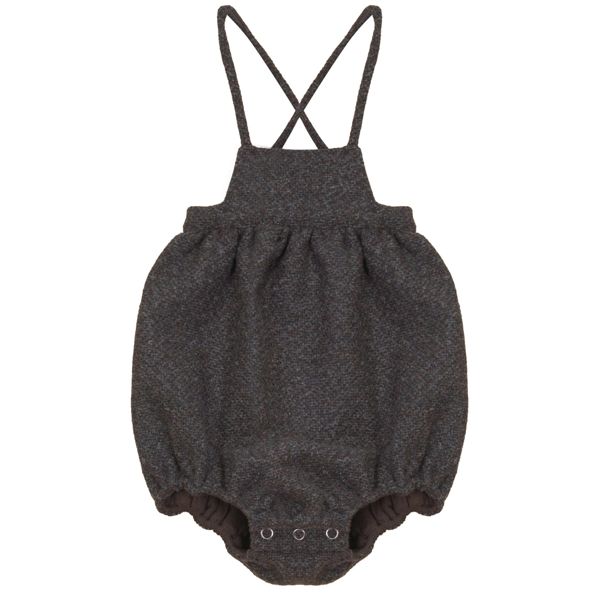 Calla Lili Baby Girl Tweed Grey/Brown Romper