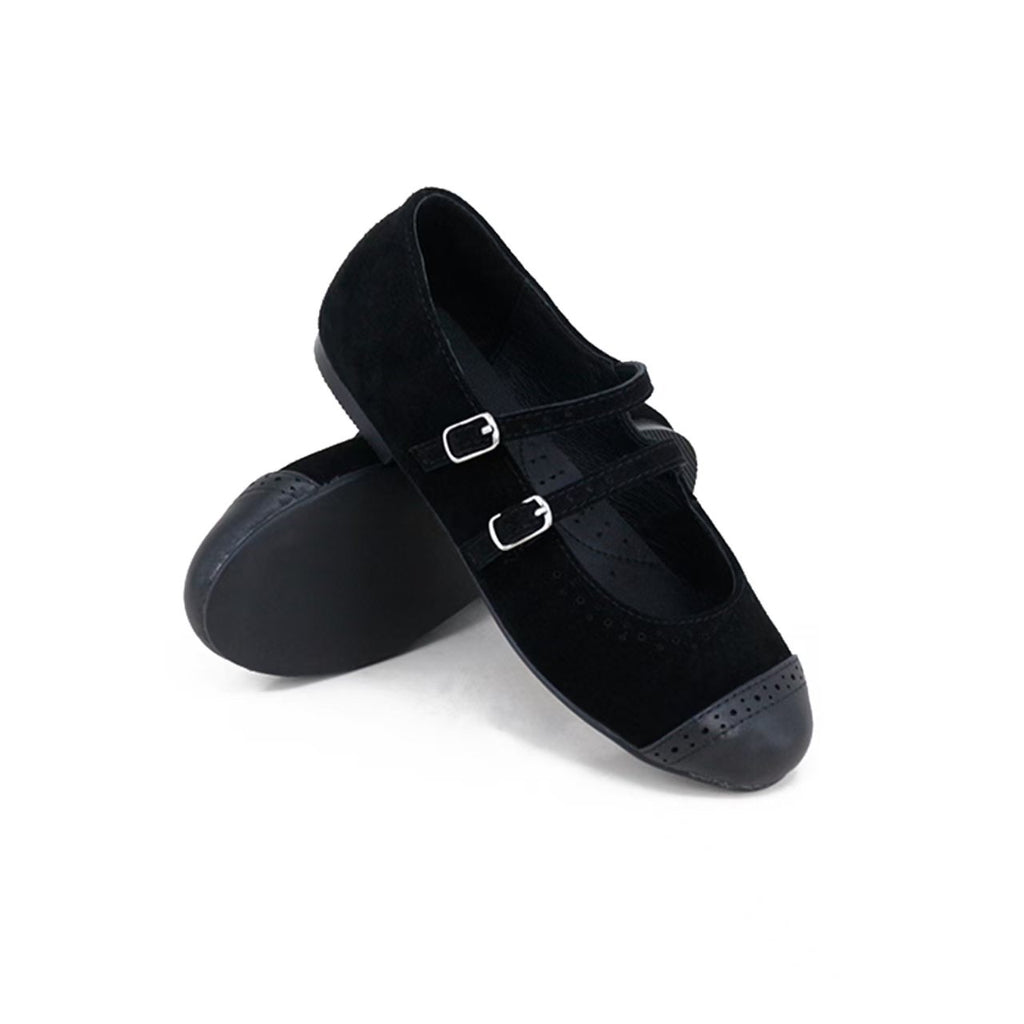 Camille Kids Estella Suede + Leather Black Shoes