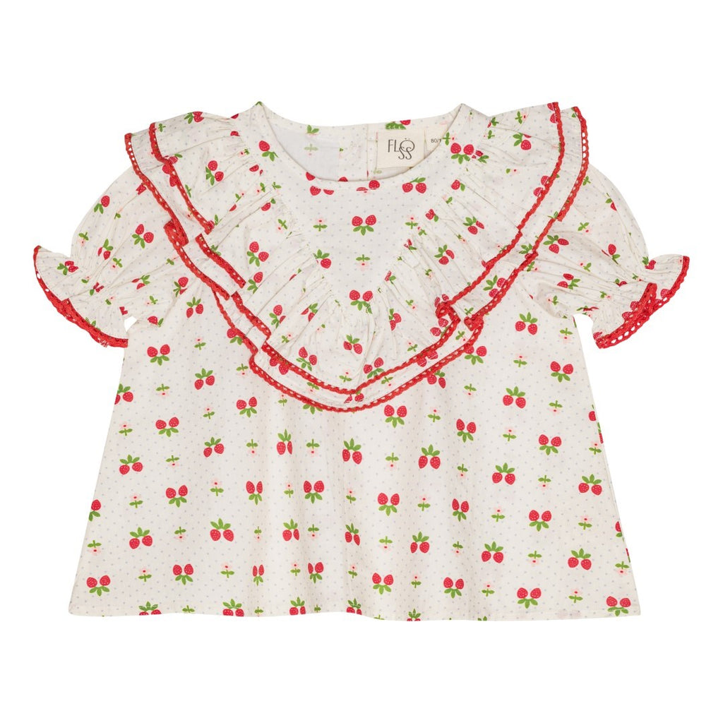 Floss Sofia Short Sleeve Soft White Berry Blouse