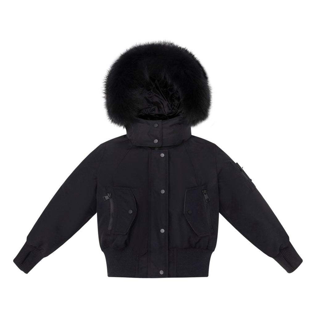 Ellabee Adelle Canvas Down Black Fox Bomber