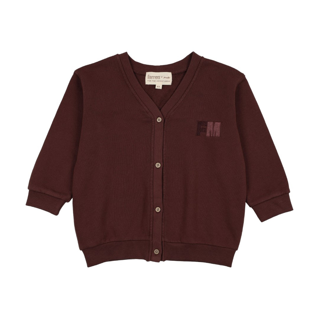 Farren and Me Sweatshirt Washed Burgundy Cardigan