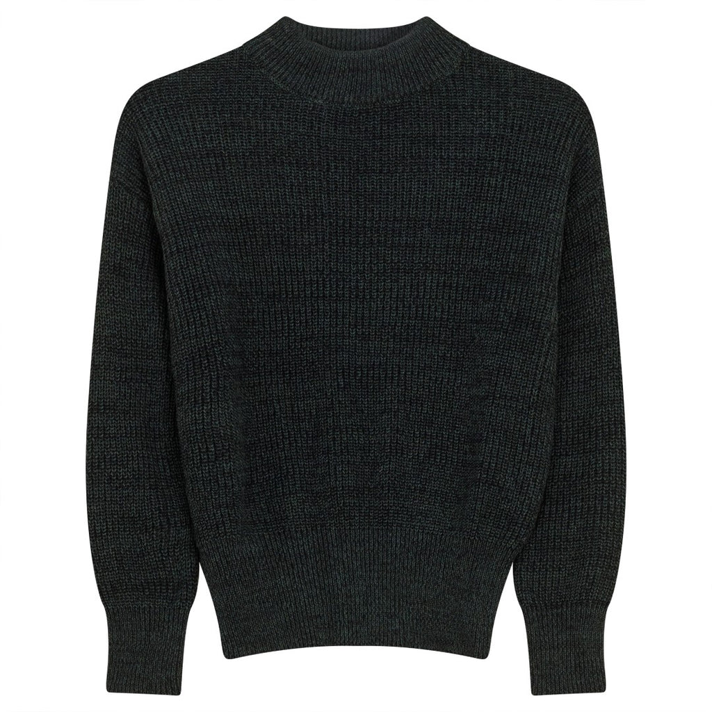 Gem Marled Knit Mock Neck Black Longsleeve Sweater
