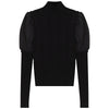 Gem Taffeta Sleeve Black Turtleneck